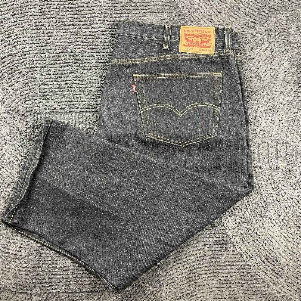 Levi's 501 Men's 43x23 Jeans Red Tab High Rise Straight Black Denim Button Fly